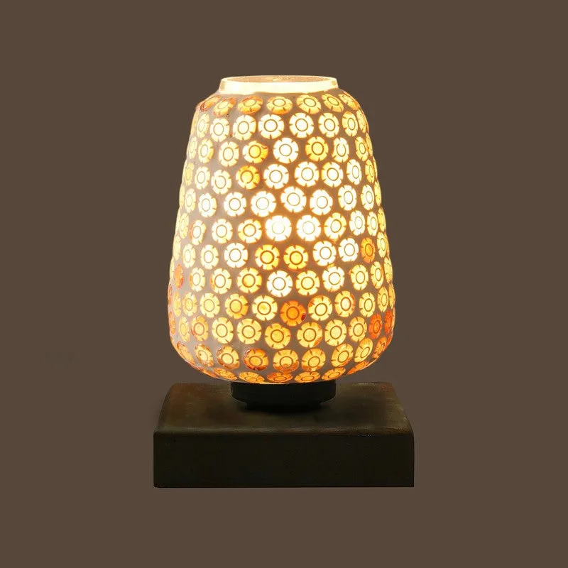 Grazia Glass Table Lamp With Wooden Base - Multicolor media 7
