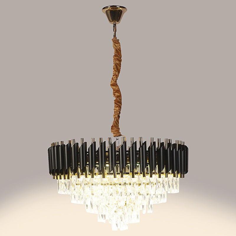 Auristra Crystal Cluster Chandelier - Black & Gold media 2