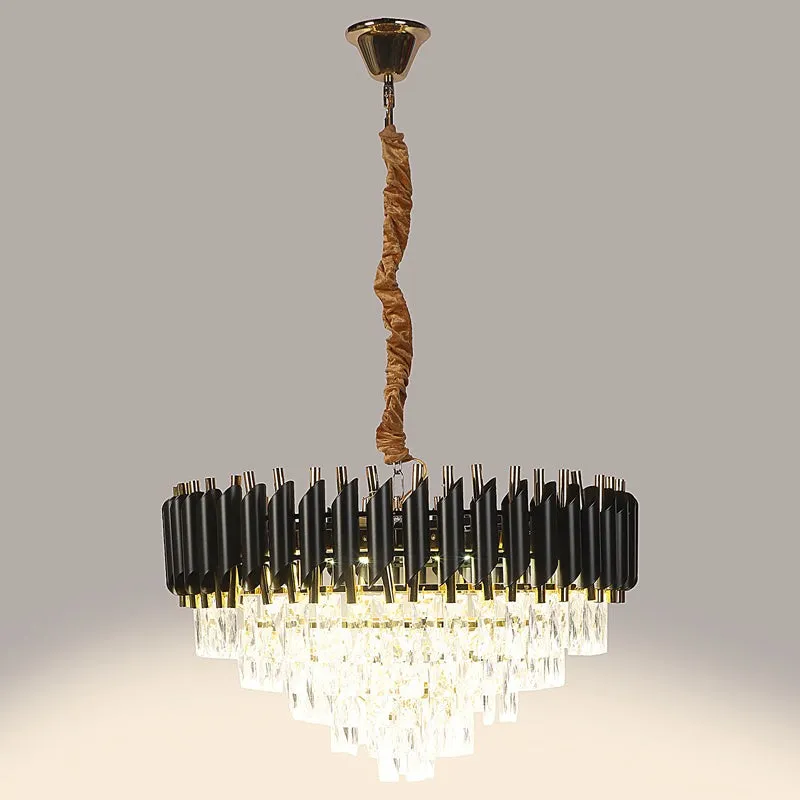 Auristra Crystal Cluster Chandelier - Black & Gold media 2