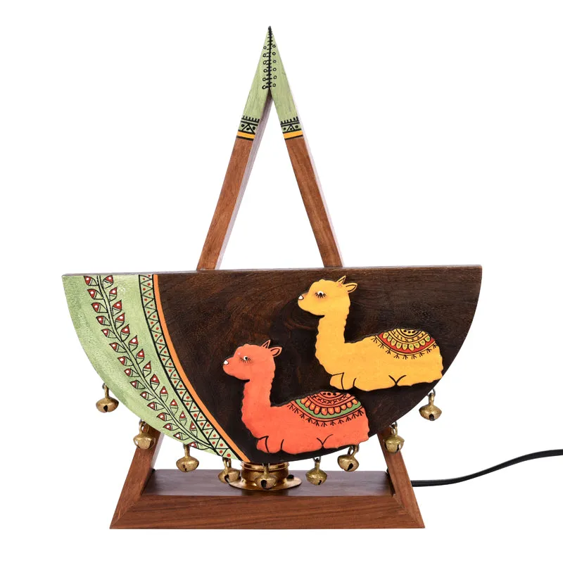Camelia Handcrafted Wooden Table Lamp - Multicolor media 5