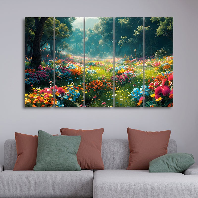 Fairytale Meadow Canvas Wall Art - Set Of Five