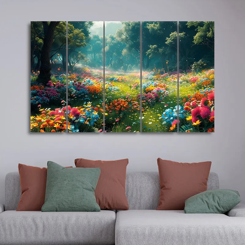 Fairytale Meadow Canvas Wall Art - Set Of Five media 1