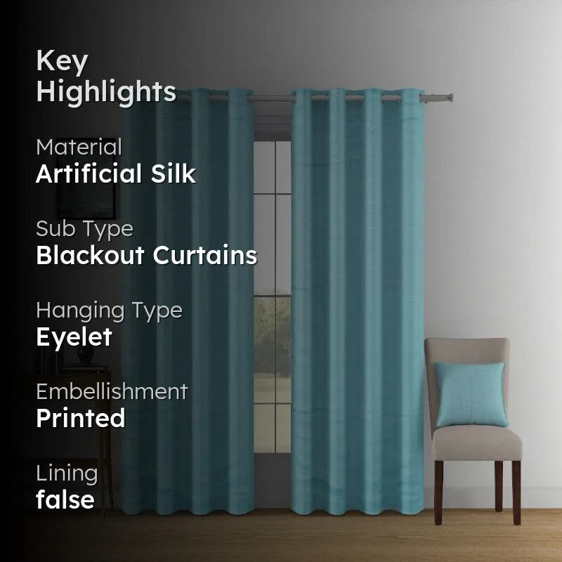 Swayam Kinaash Jacquard Curtain - Teal media 2