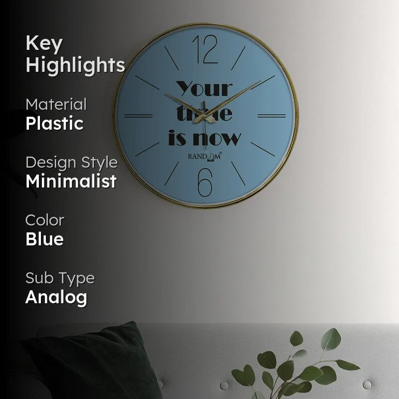 Your Time Is Now Round Analog Wall Clock - Blue media 2
