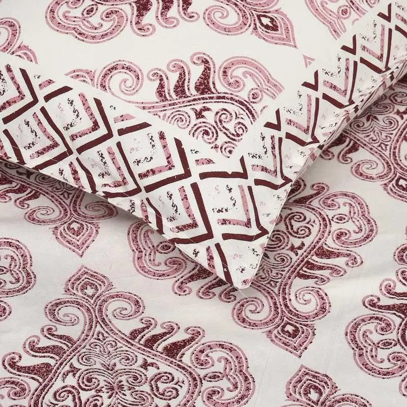 Pink Groovy Cotton Bedsheet - 144 TC media 1