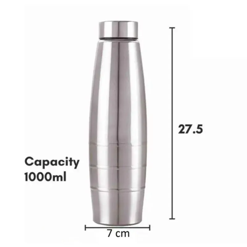 Sports Silver Stainless Steel Bottle - 1000 mL media 8
