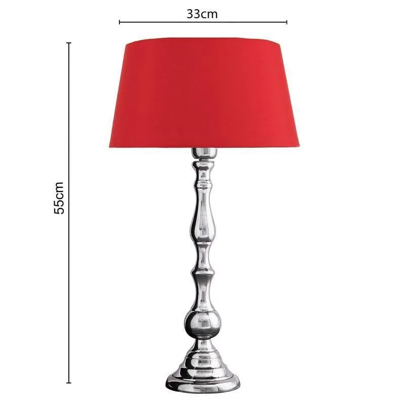 Graceful Gleam Silver Fabric Table Lamp - Silver,Red media 5