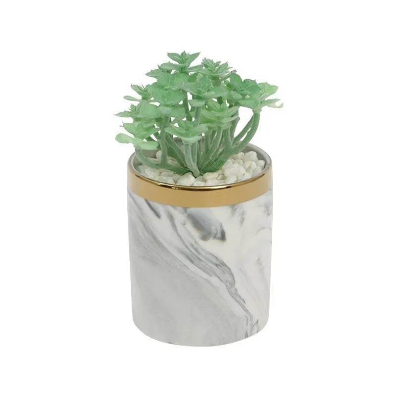 Faux Crassula In Marble Pot - 23 cms media 3