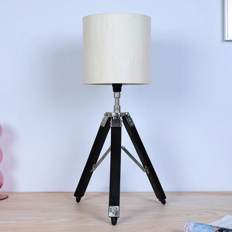 Lucciola Fold Solid Tripod Mango Wood Table Lamp - White,Black media 3