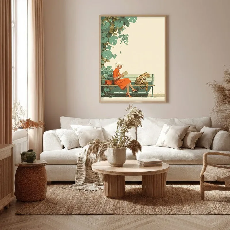 Jungle Reads Canvas Wall Painting - Brown Frame media 5