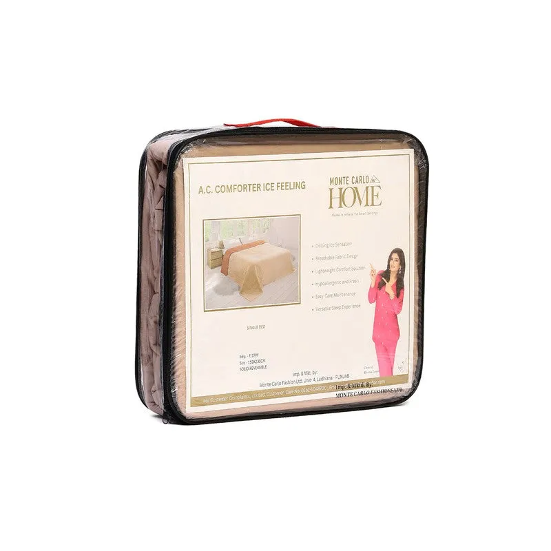 Monte Carlo Softelle Solid Polyester Reversible Comforter (Orange & Peach) - 110 GSM media 7