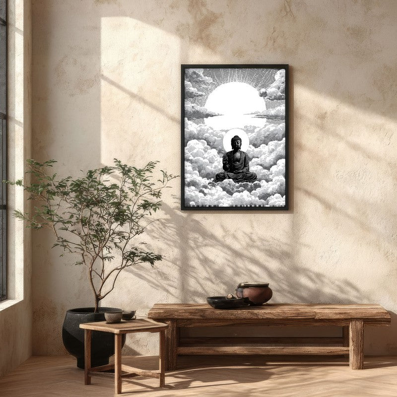 Buddha In Clouded Serenity V Wall Painting With Black Frame media 5