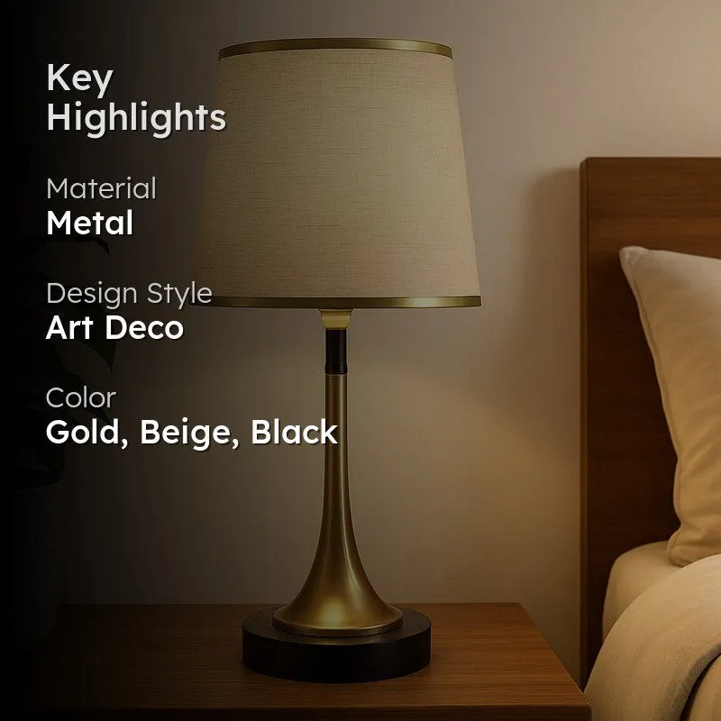 Royal Glow Metal Table Lamp - Gold,Beige,Black media 2