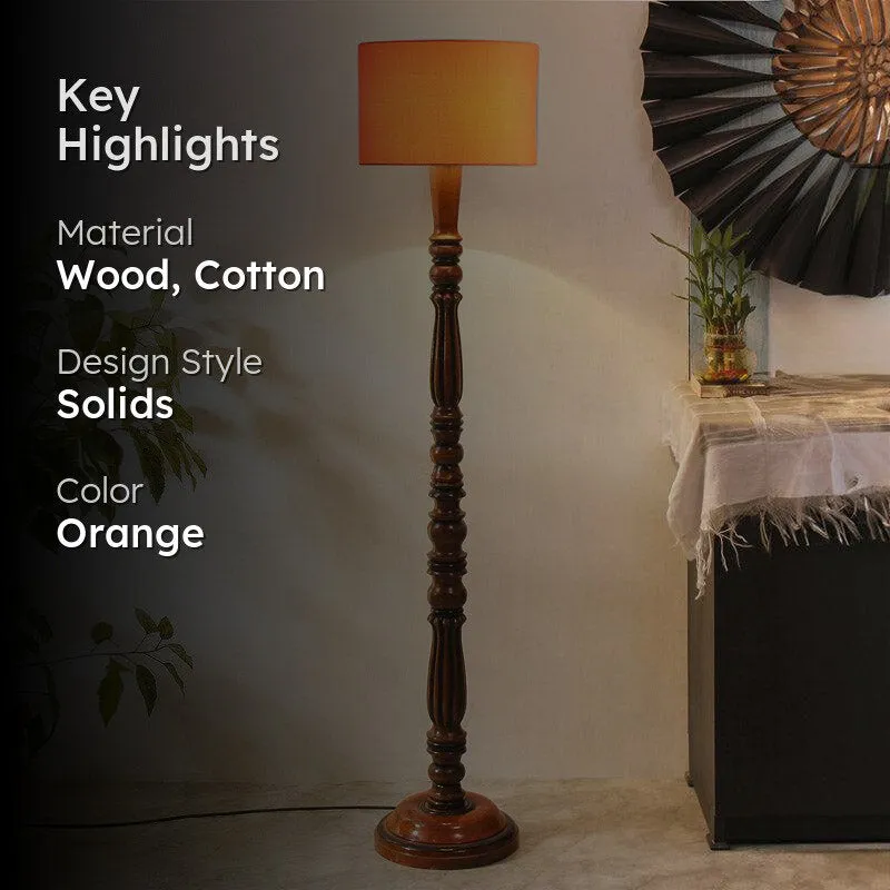 Masiya Vintage Wooden Floor Lamp - Orange media 2