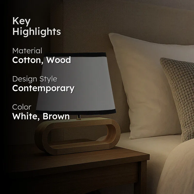 Cotin I Stripe Curve Cotton Table Lamp - White,Brown media 2