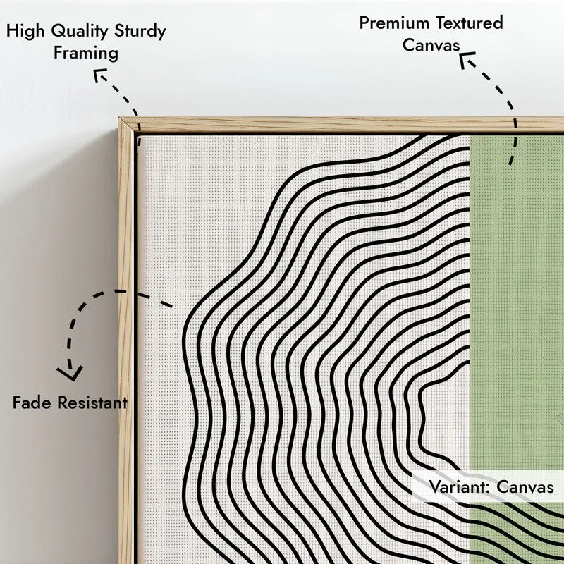 Ondas Green Archival Canvas Wall Art - Natural Brown Frame media 6