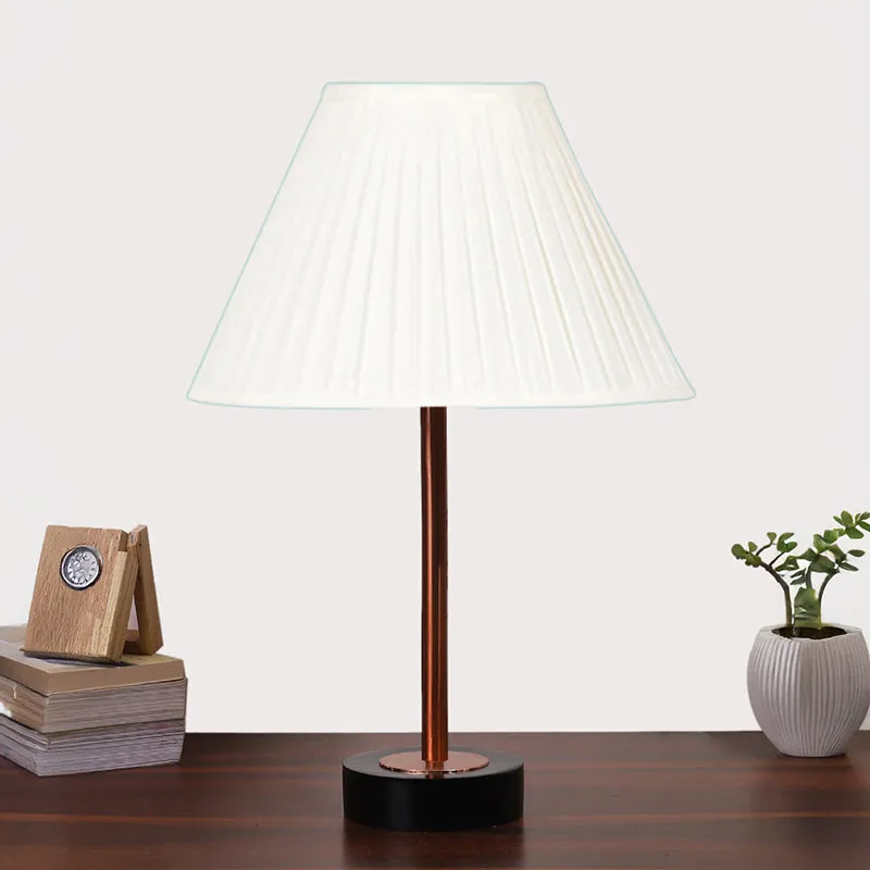 Pleatra Rodin Wooden Table Lamp - OffWhite,Copper,Black media 3