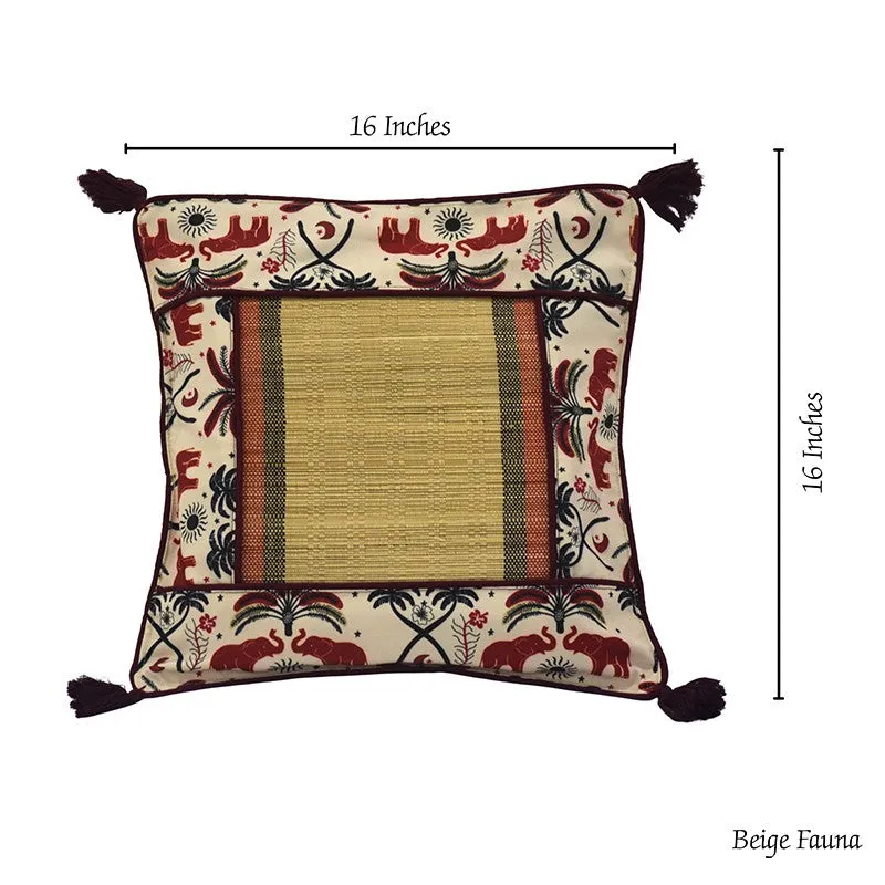 Cushaura Bamboo Cushion Covers - Beige,Red - 9