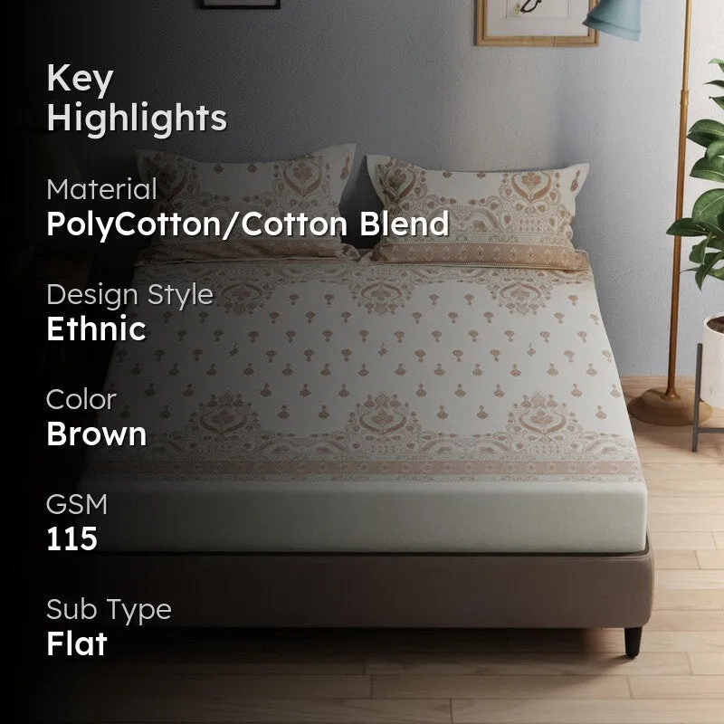 Zevric Bedsheet (Brown) - 115 GSM media 2