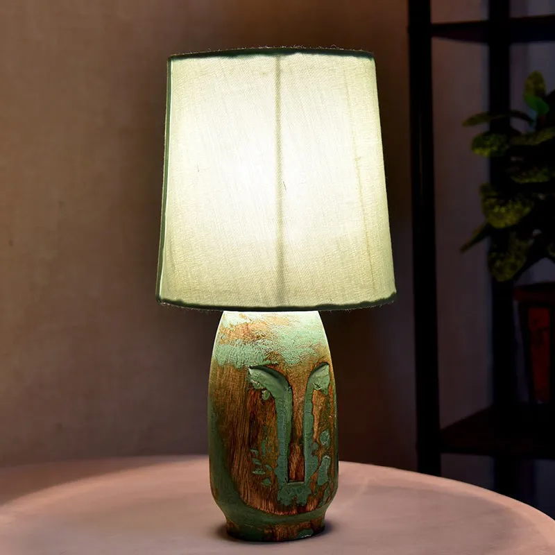 Heracles Carved Fabric Table Lamp - Green media 3