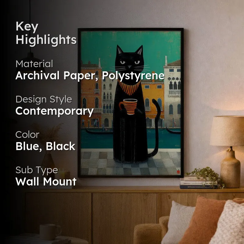 Canal Muse Cat Wall Painting With Frame media 2