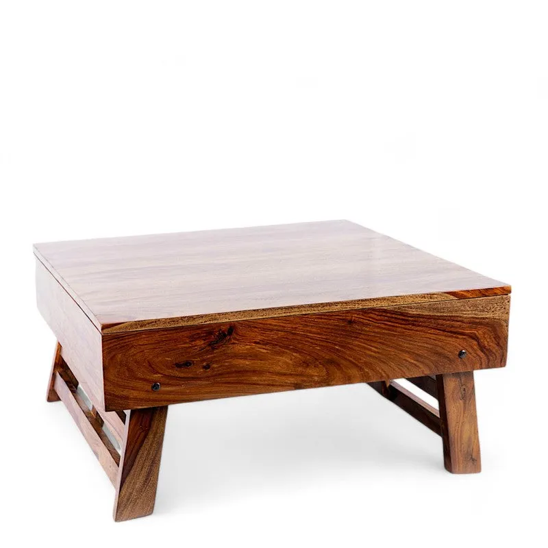 Servon Sheesham Wooden Center Table - Brown,Beige media 3