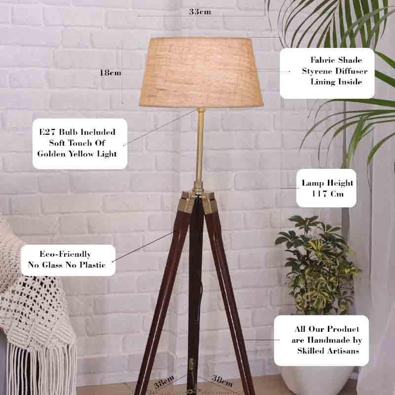 Tall Tales Wooden Tripod Floor Lamp - Beige media 6