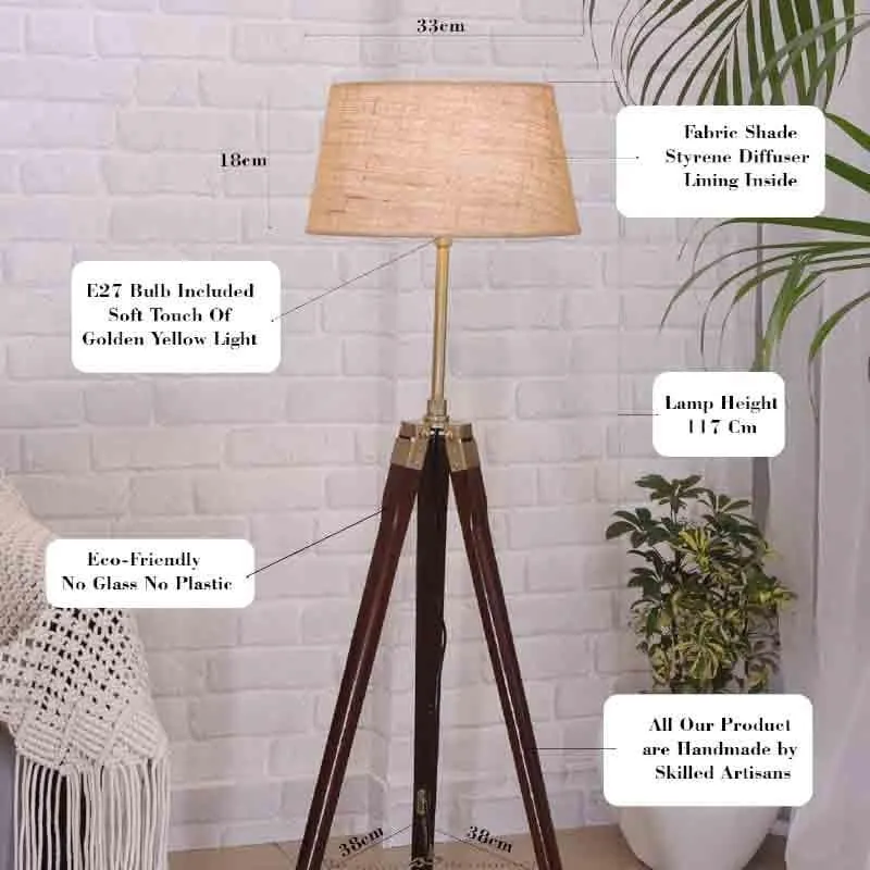 Tall Tales Wooden Tripod Floor Lamp - Beige media 6