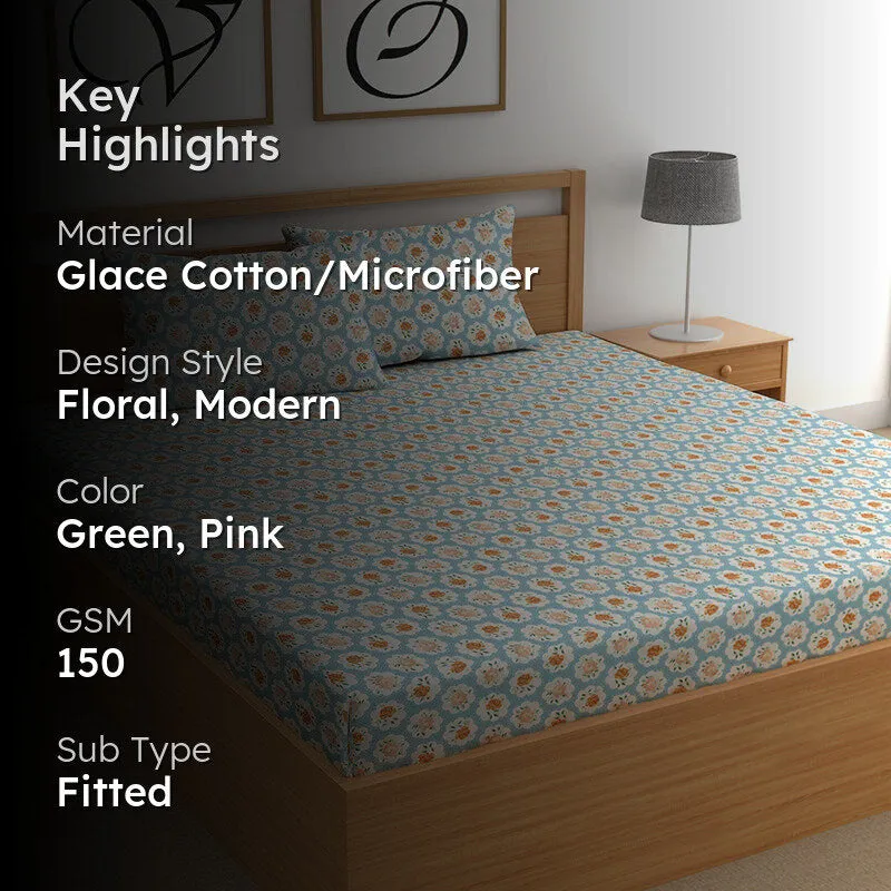 Belinda II Fitted Microfiber Microfiber Bedsheet (Sky Blue) - 150 GSM media 2