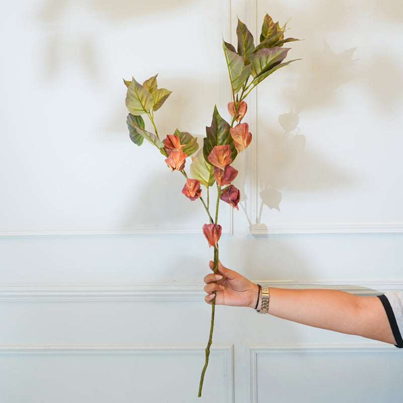 Faux Physalis Gooseberry Flower Stick (Maroon) - 35 CM