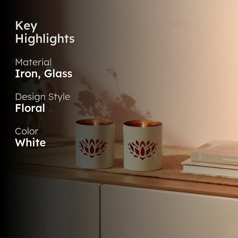 Lotusia Metal & Glass Tealight Candle Holder - Set Of Two media 2