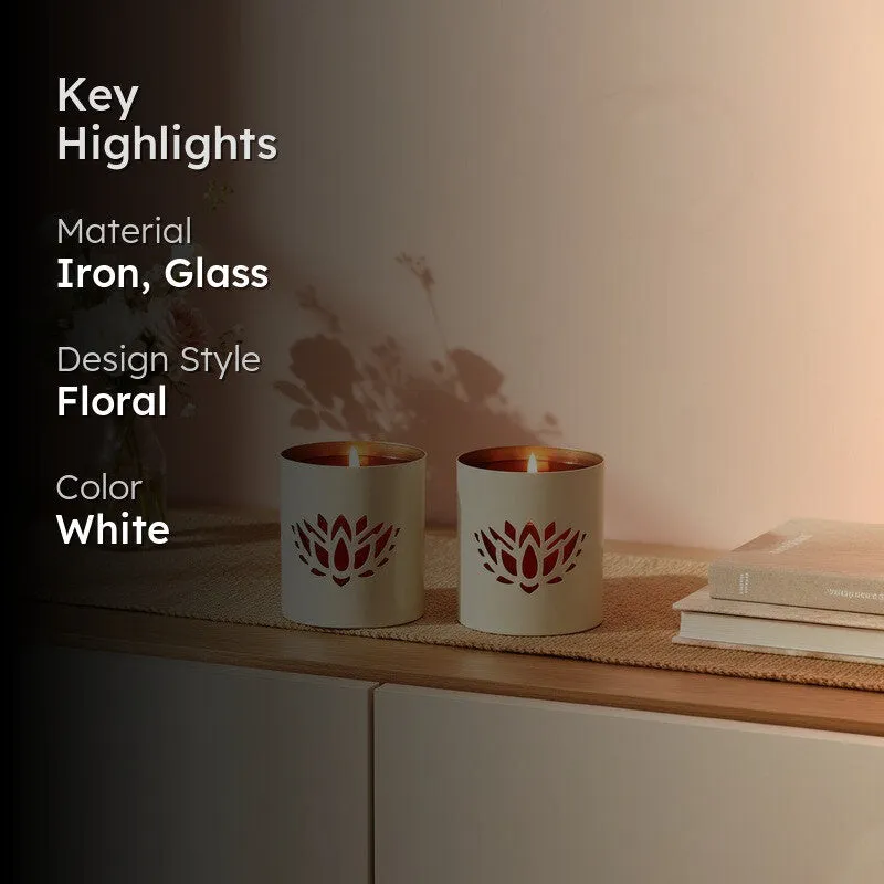 Lotusia Metal & Glass Tealight Candle Holder - Set Of Two media 2