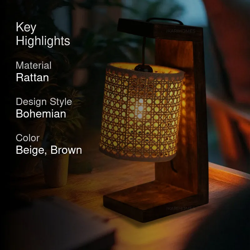 WickerLit Rattan Table Lamp - Beige,Brown media 2