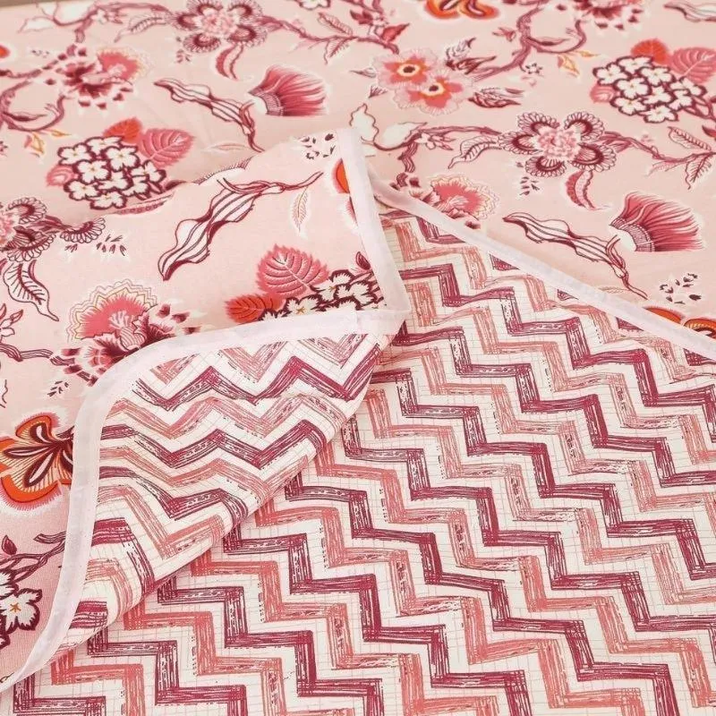 Prisha Floral Reversible Cotton Dohar (Peach) - 180 GSM media 4