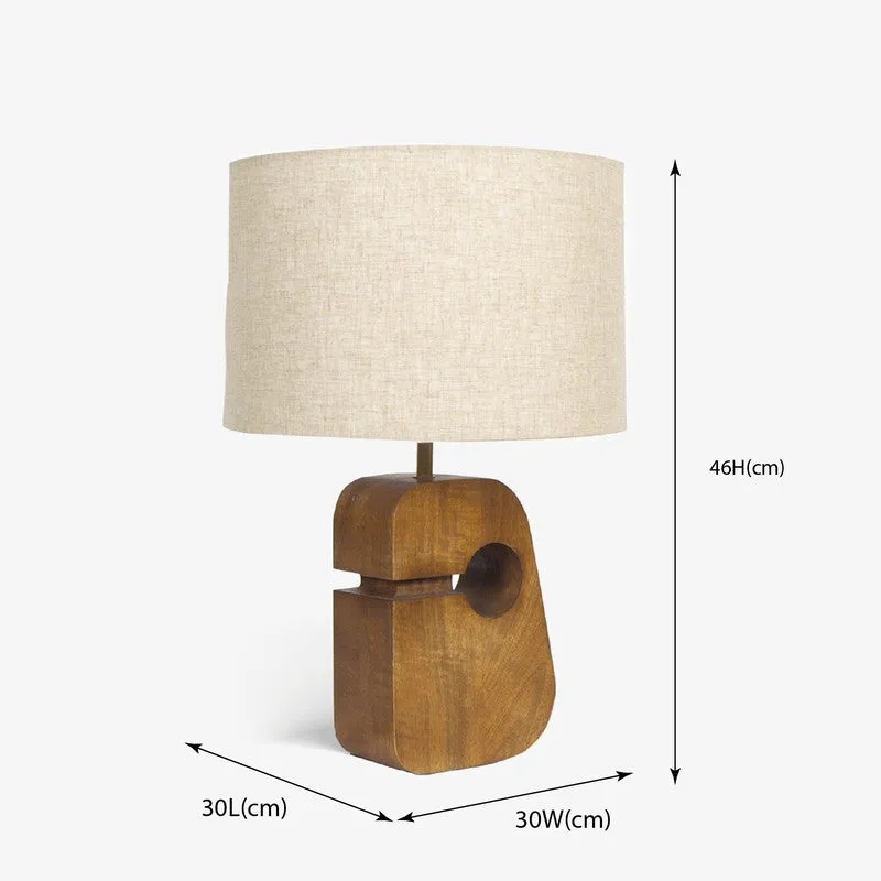 Orange Tree Ruko Mango Wood Table Lamp - White,Beige media 8