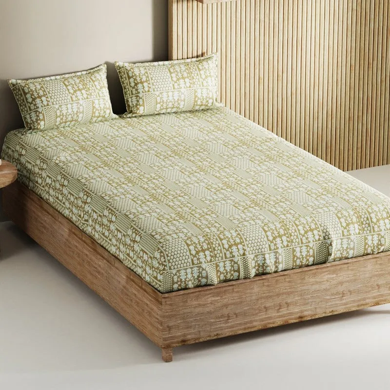 Ulven Cotton Bedsheet (Green) - 144 TC media 1