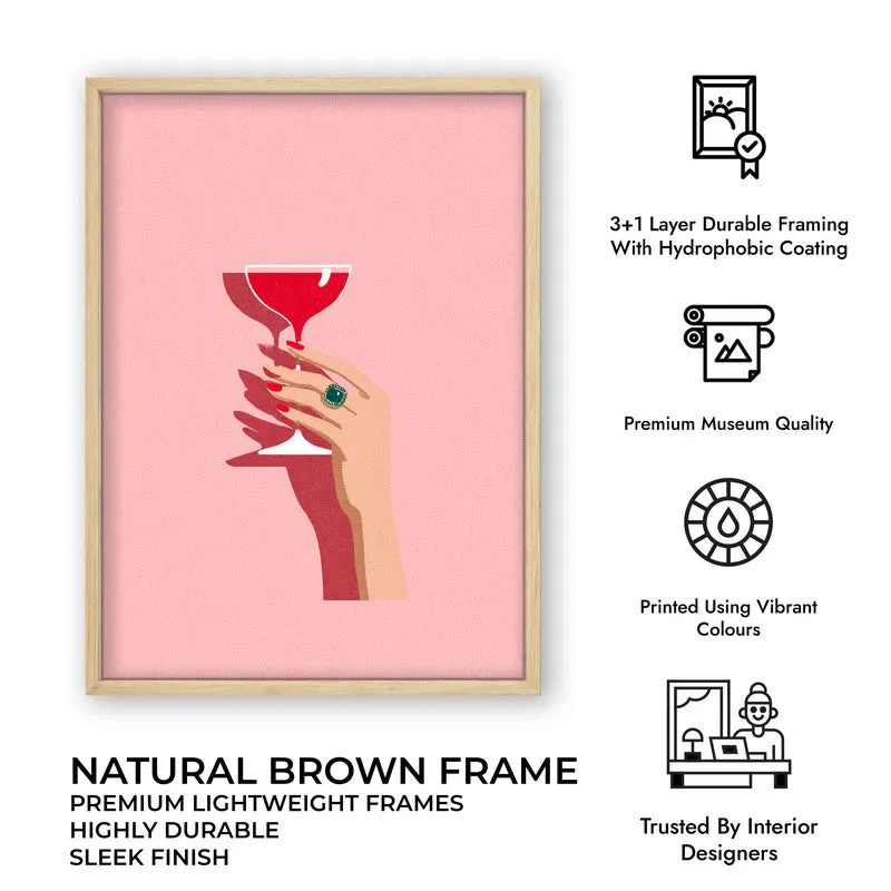Pink Palette Canvas Wall Painting - Brown Frame media 10