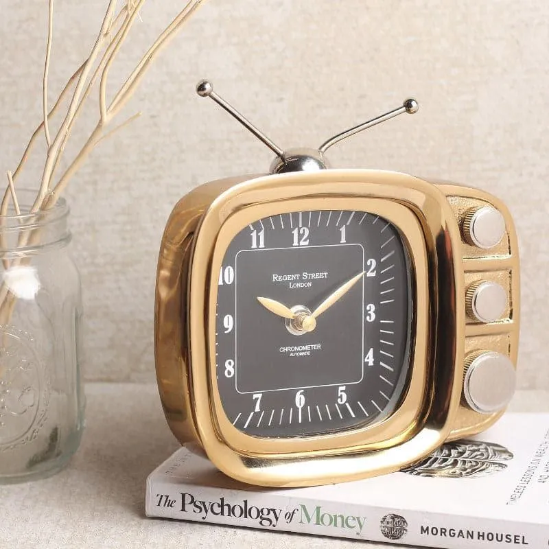 Dura Vintage TV Table Clock - Gold media 1