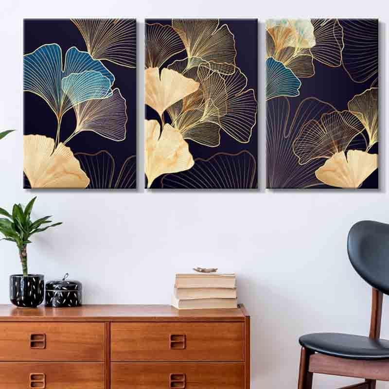 Gulmohar Poly Canvas Wall Art - Set of Three