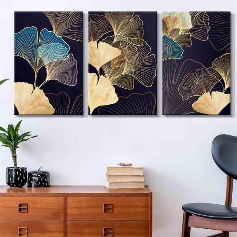 Gulmohar Poly Canvas Wall Art - Set of Three media 1