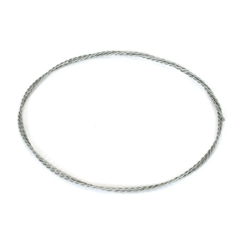 Coiled silver hanging rope shown separately on white background