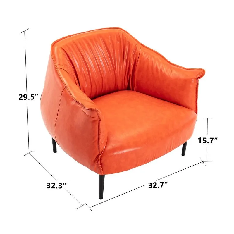 Elvora Neem Wood Accent Chair - Orange media 8