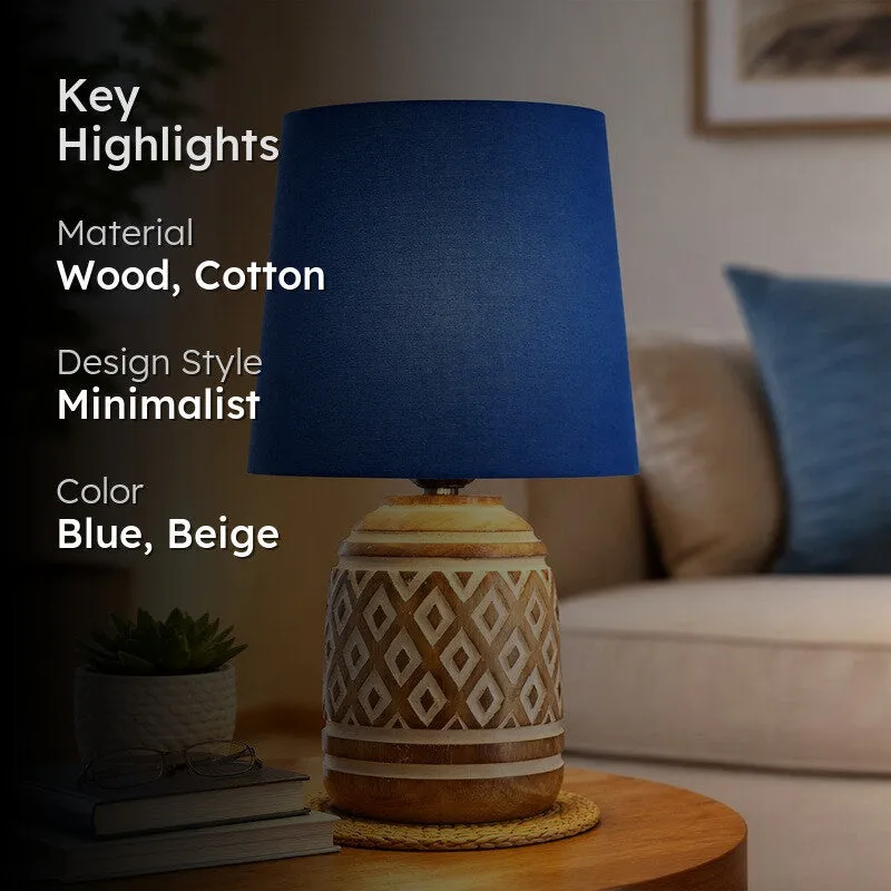 CleanEdge Wooden Table Lamp - Blue media 2