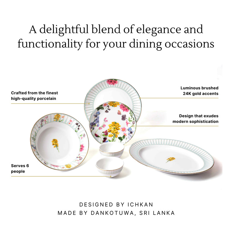Basant 24k Gold Brushed Porcelain Dinner Set - 21 Piece Set media 14