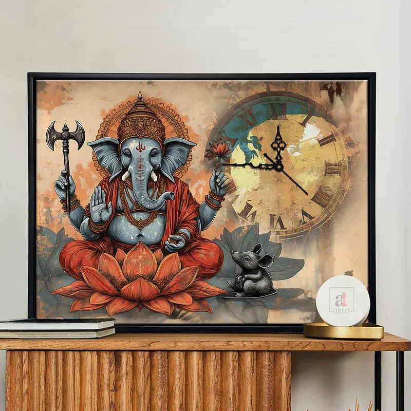 Bliss Ganesha Wall Art With Clock media 1