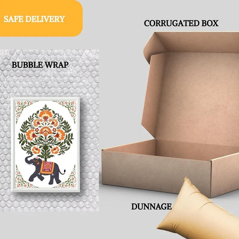 Paisley Charm Paper Wall Painting With Frame - White media 7