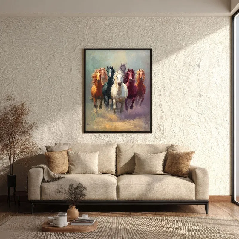 Majestic Horse Run Wall Painting With Black Frame media 3