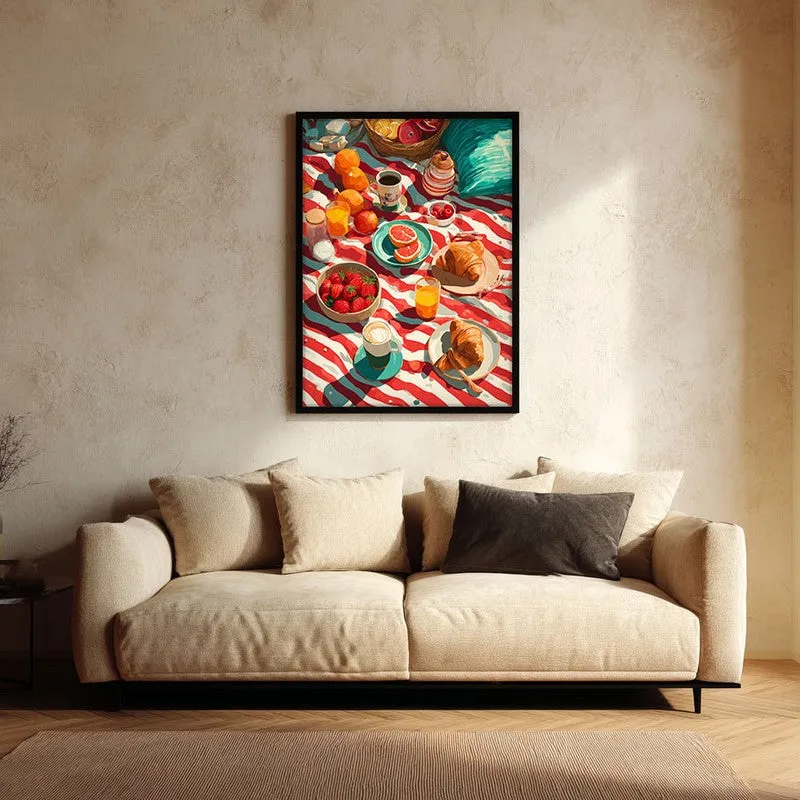 Sunstripe Feast Canvas Wall Painting - Black Frame media 1