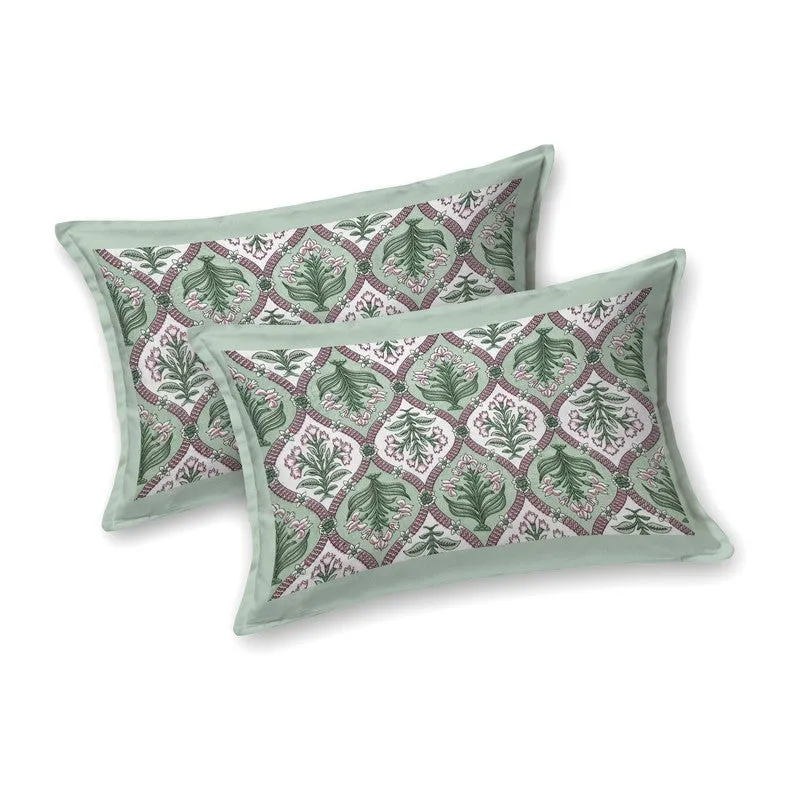 Nesty Cotton Bedsheet (Green,Pink) - 240 TC media 4