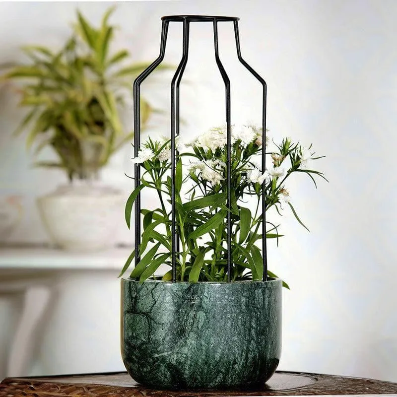 Black Mesh Eartha Hand Crafted Marble Planter - Green media 3